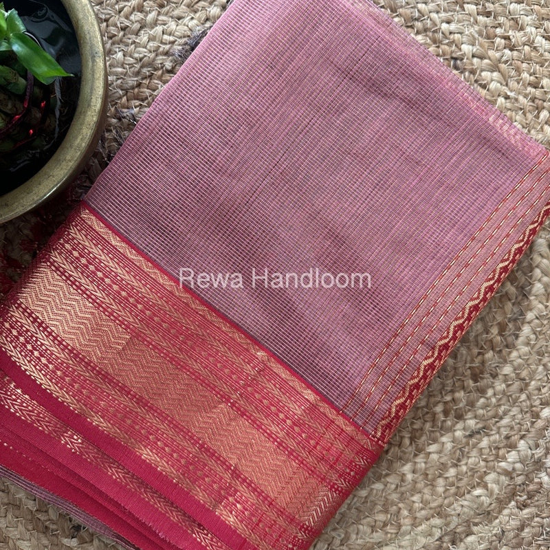 Maheshwari Onion Pink Tissue Rich Pallu Saree TRP01