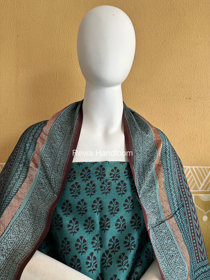 Maheshwari Sea Green Bagh Print Suit BSP0206
