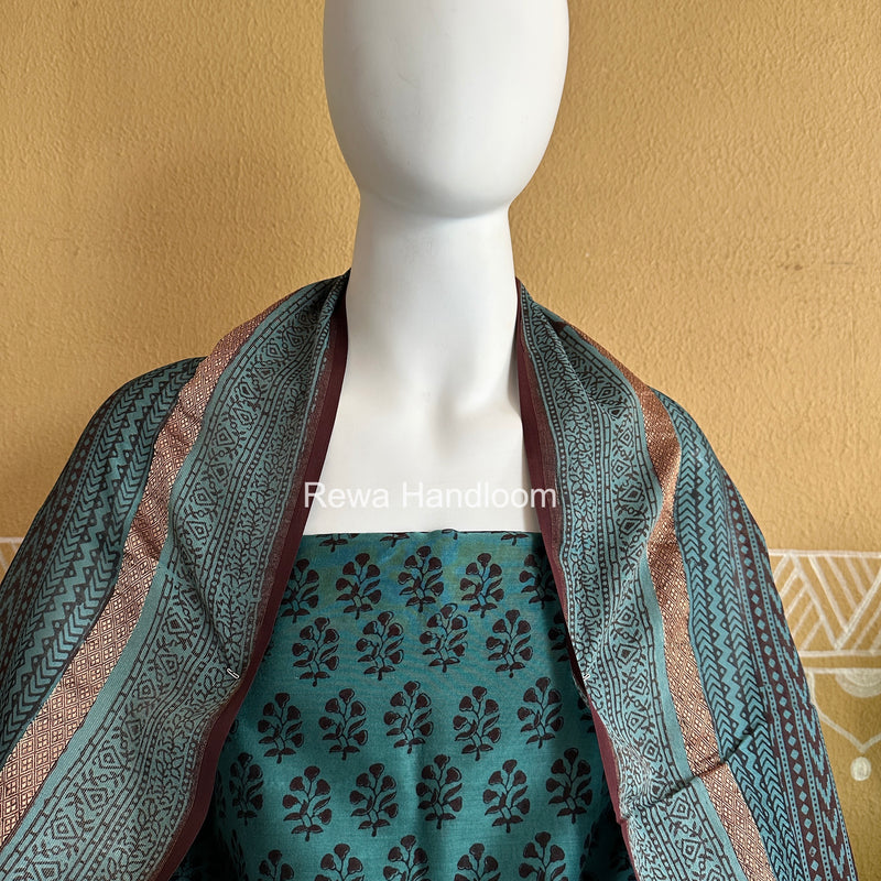 Maheshwari Sea Green Bagh Print Suit BSP0206