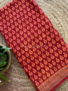 Red Peach Bagh Print Cotton Saree NCBP23