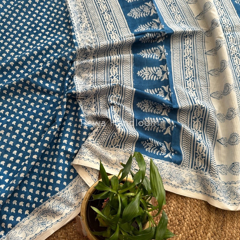 Indigo Cotton Saree