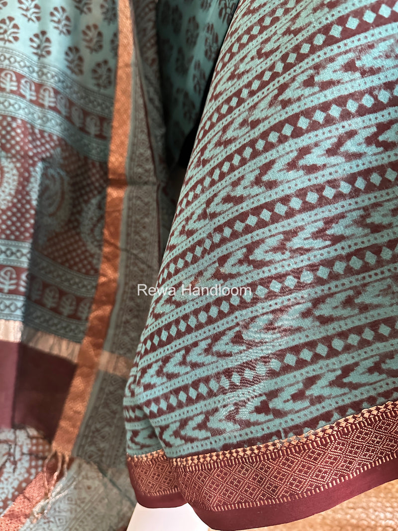 Maheshwari Sea Green Bagh Print Suit BSP0206