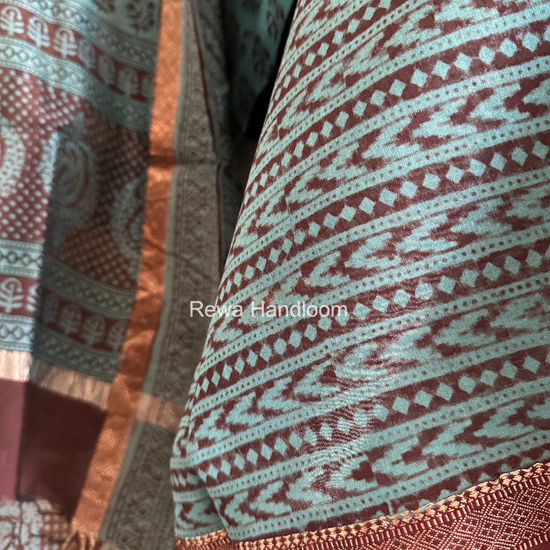 Maheshwari Sea Green Bagh Print Suit BSP0206