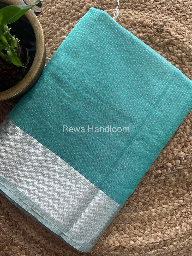 Exclusive Maheswari Sky Blue Silver Tissue Saree STC01