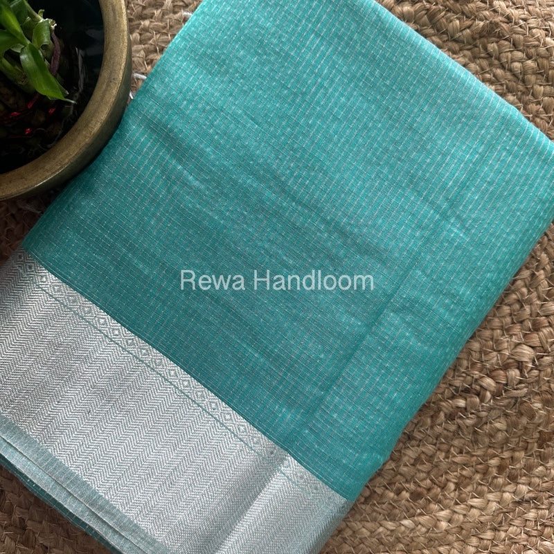 Exclusive Maheswari Sky Blue Silver Tissue Saree STC01