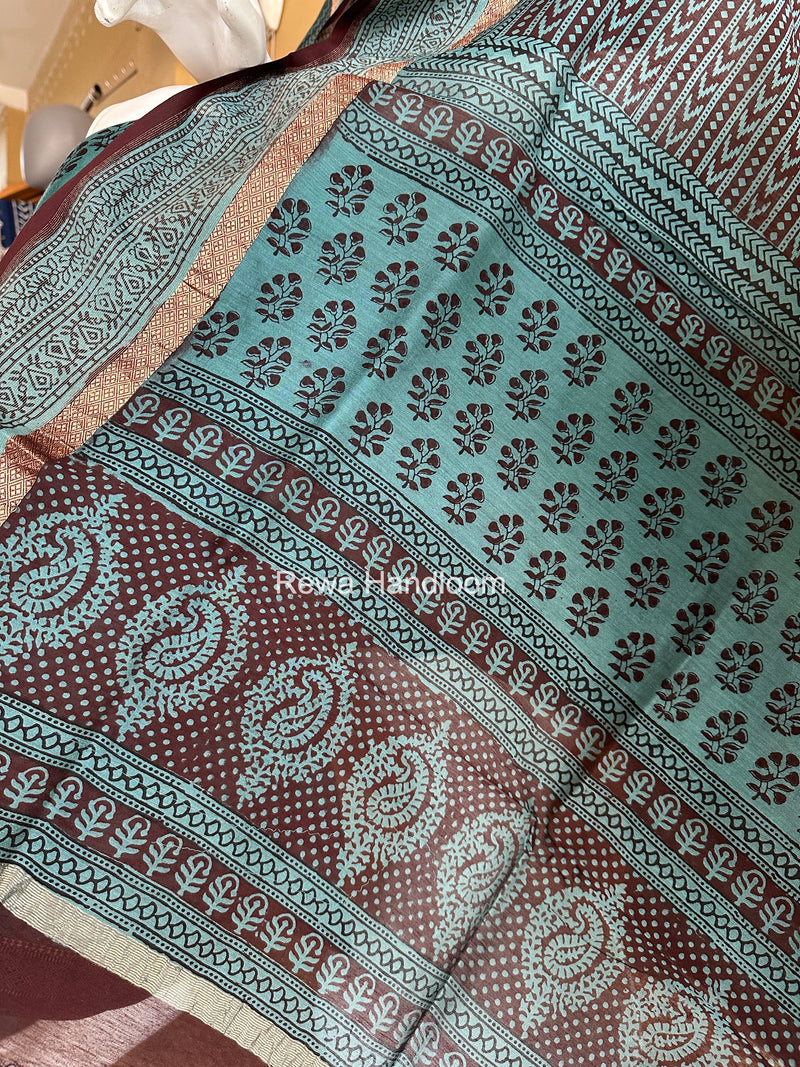 Maheshwari Sea Green Bagh Print Suit BSP0206