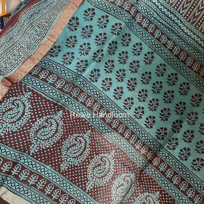 Maheshwari Sea Green Bagh Print Suit BSP0206