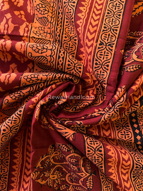 Red Peach Bagh Print Cotton Saree NCBP23