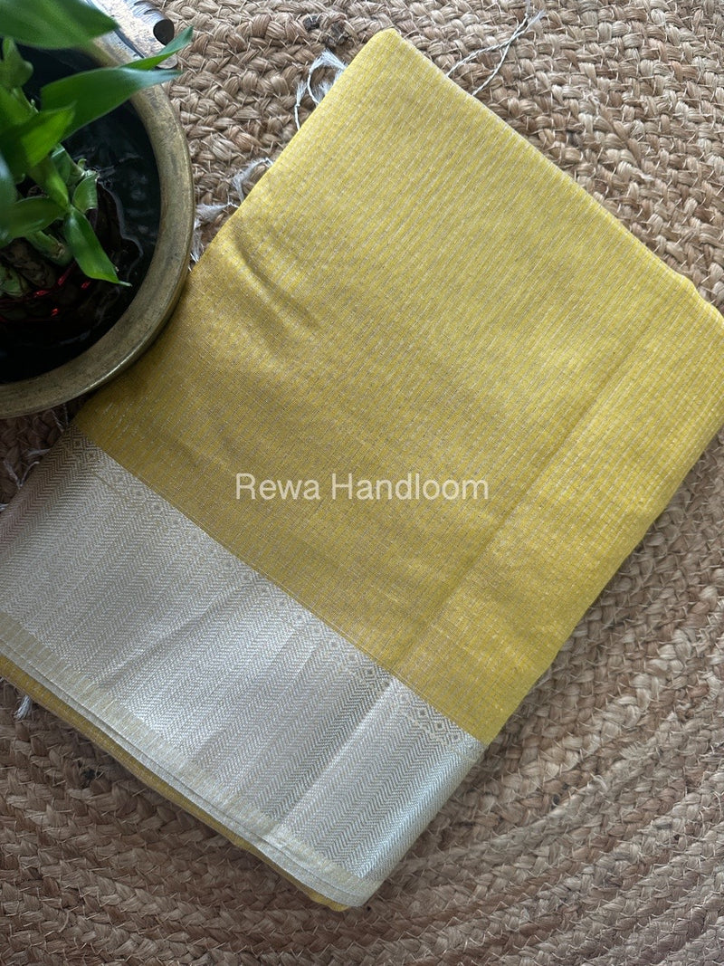 Exclusive Maheswari Yellow Silver Tissue Saree STC02
