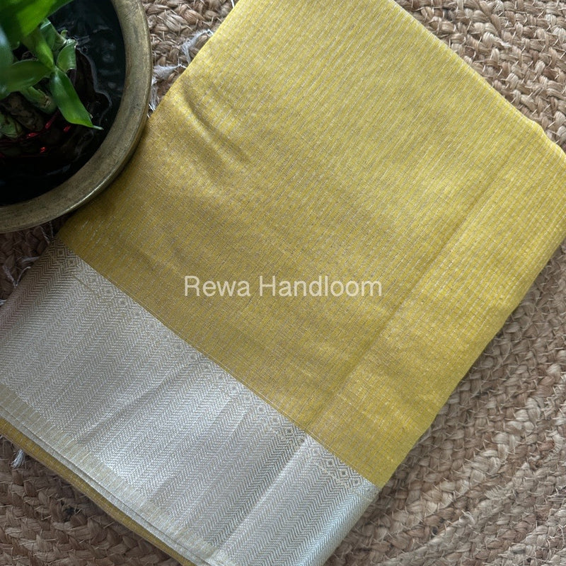 Exclusive Maheswari Yellow Silver Tissue Saree STC02