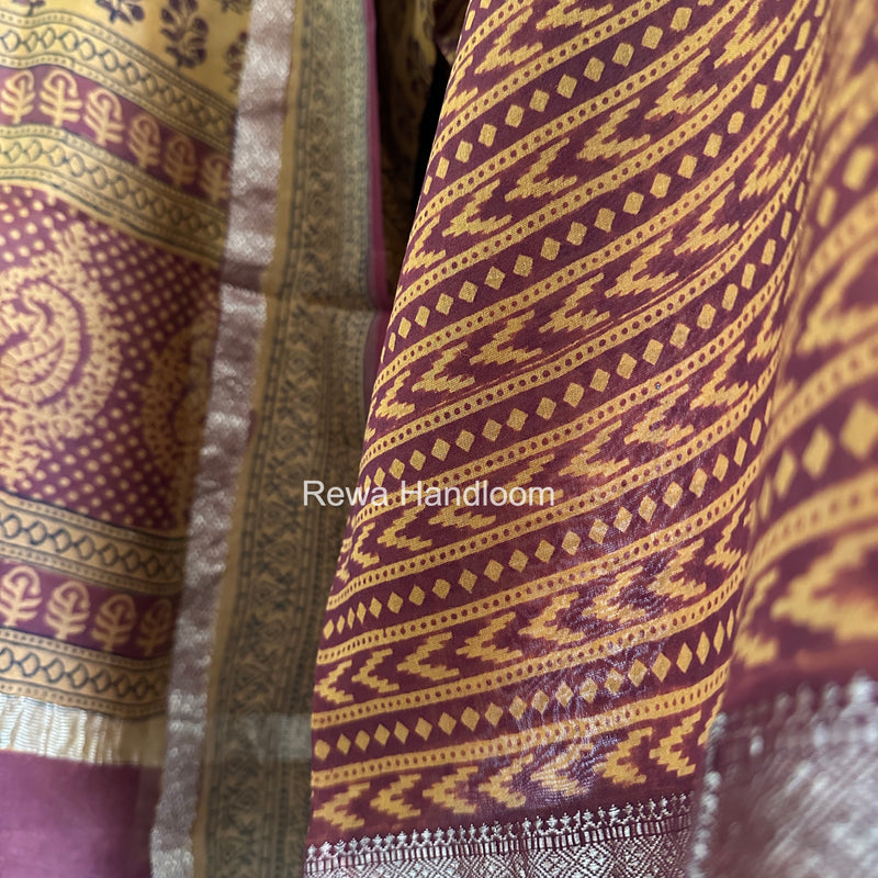 Maheshwari Orange-Maroon Bagh Print Suit BSP0208