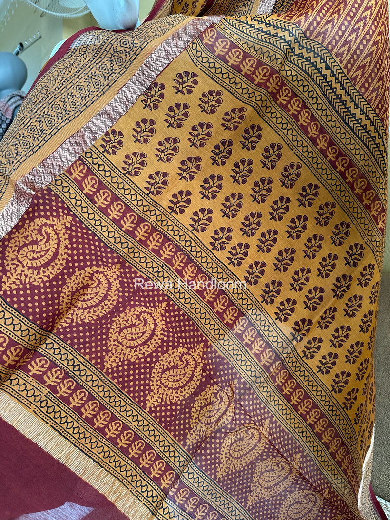 Maheshwari Orange-Maroon Bagh Print Suit BSP0208