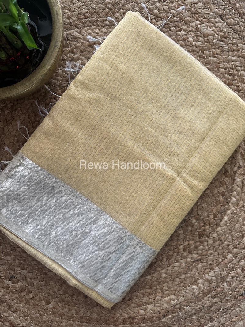 Exclusive Maheswari Light Yellow Silver Tissue Saree STC06