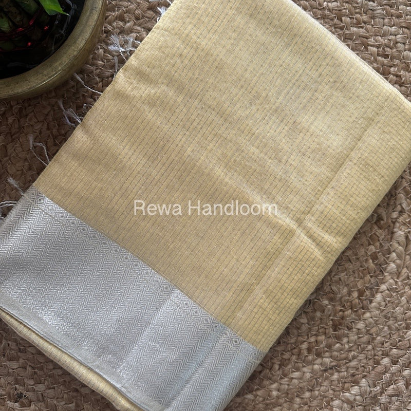 Exclusive Maheswari Light Yellow Silver Tissue Saree STC06