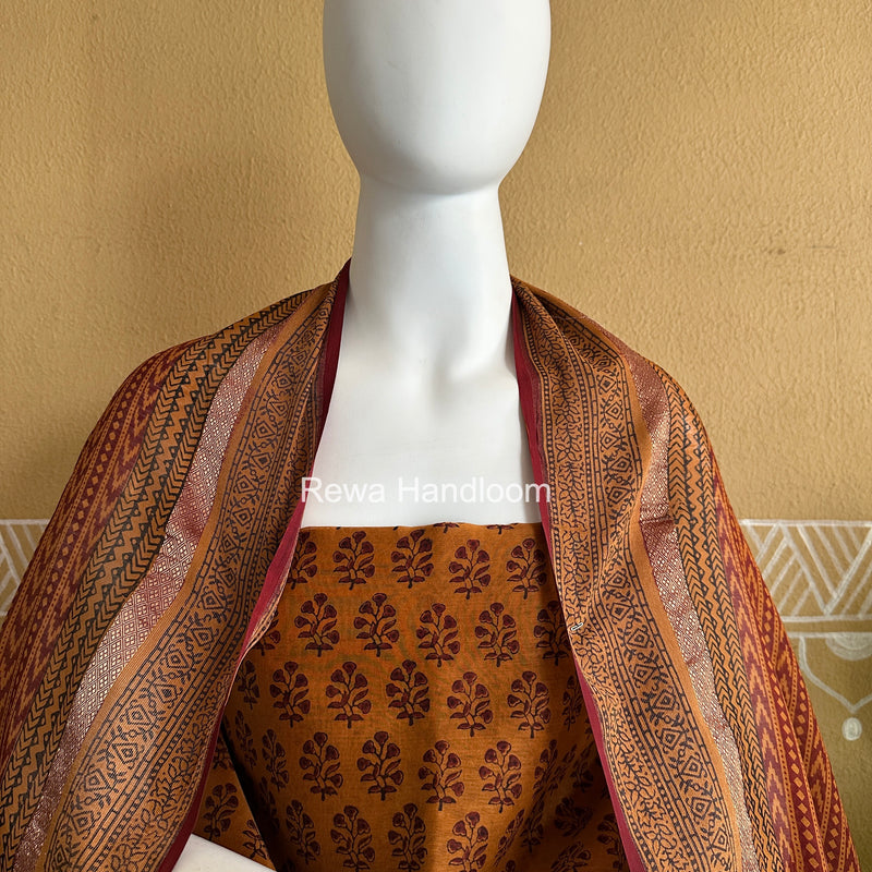 Maheshwari Orange-Maroon Bagh Print Suit BSP0208
