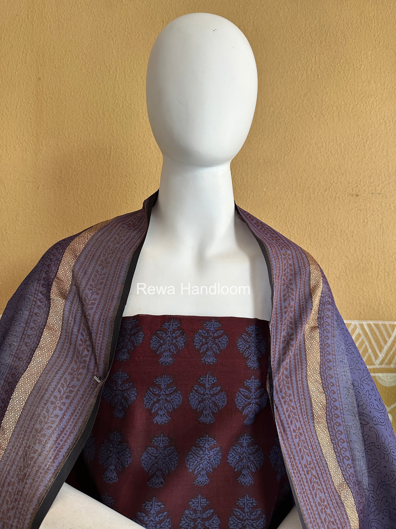 Maheshwari Purple-Maroon Bagh Print Suit BSP0216