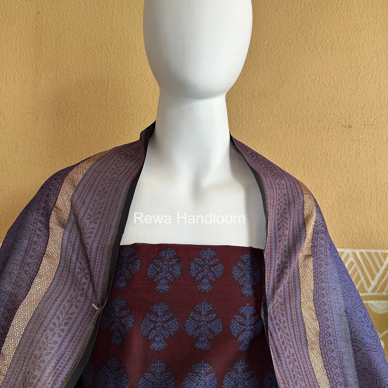 Maheshwari Purple-Maroon Bagh Print Suit BSP0216