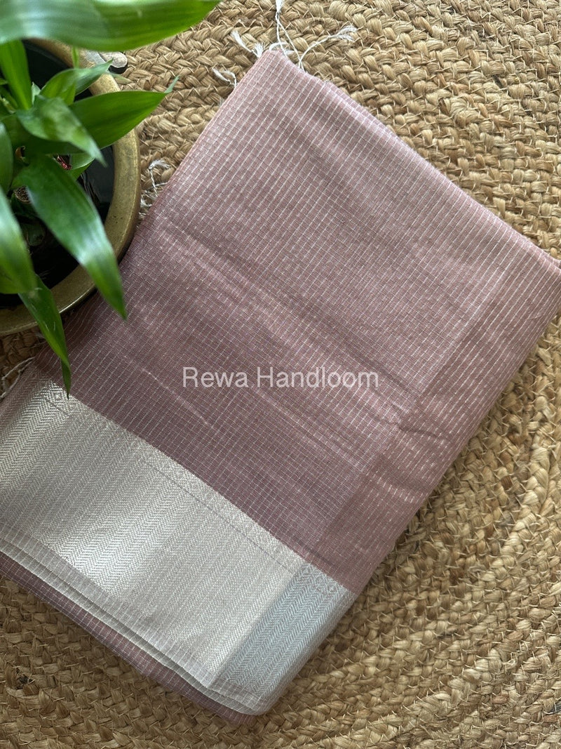 Exclusive Maheswari Peach Silver Tissue Saree STC04