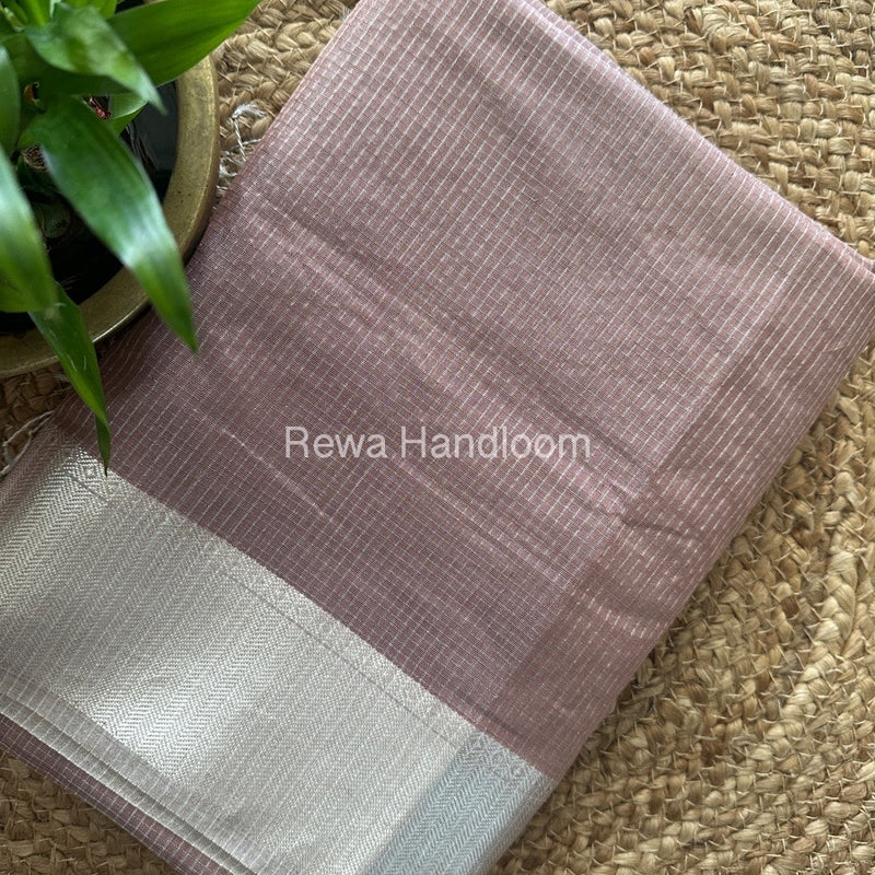 Exclusive Maheswari Peach Silver Tissue Saree STC04