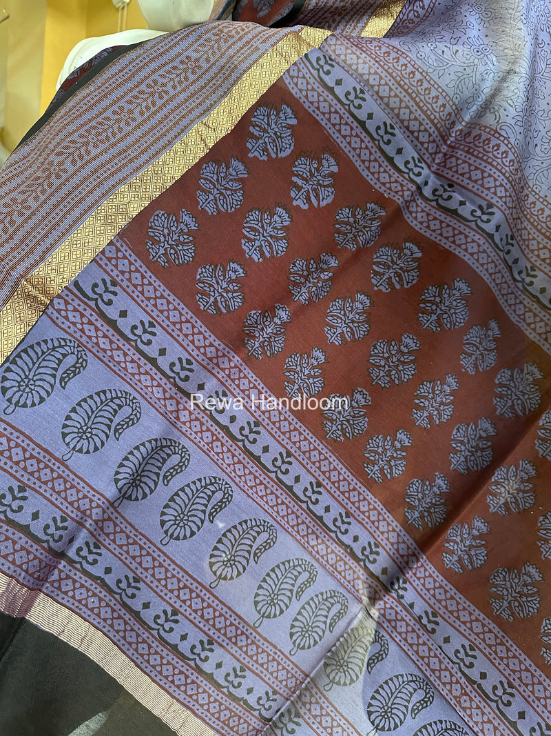 Maheshwari Purple-Maroon Bagh Print Suit BSP0216