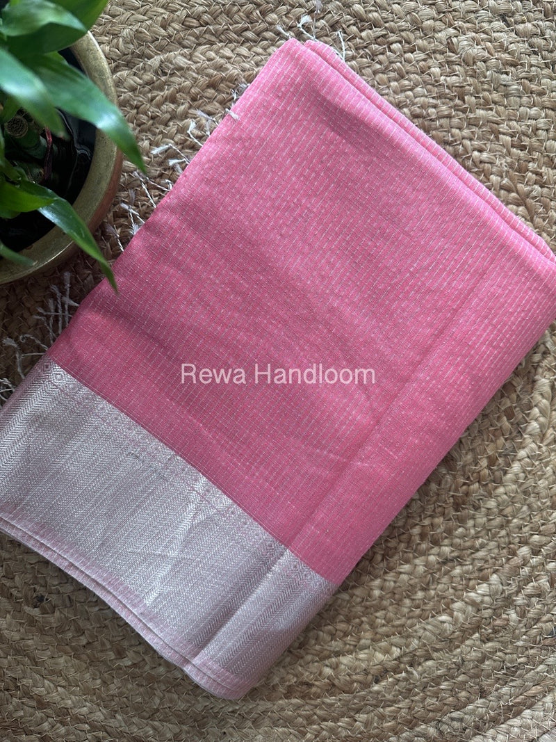 Exclusive Maheswari Pink Silver Tissue Saree STC05