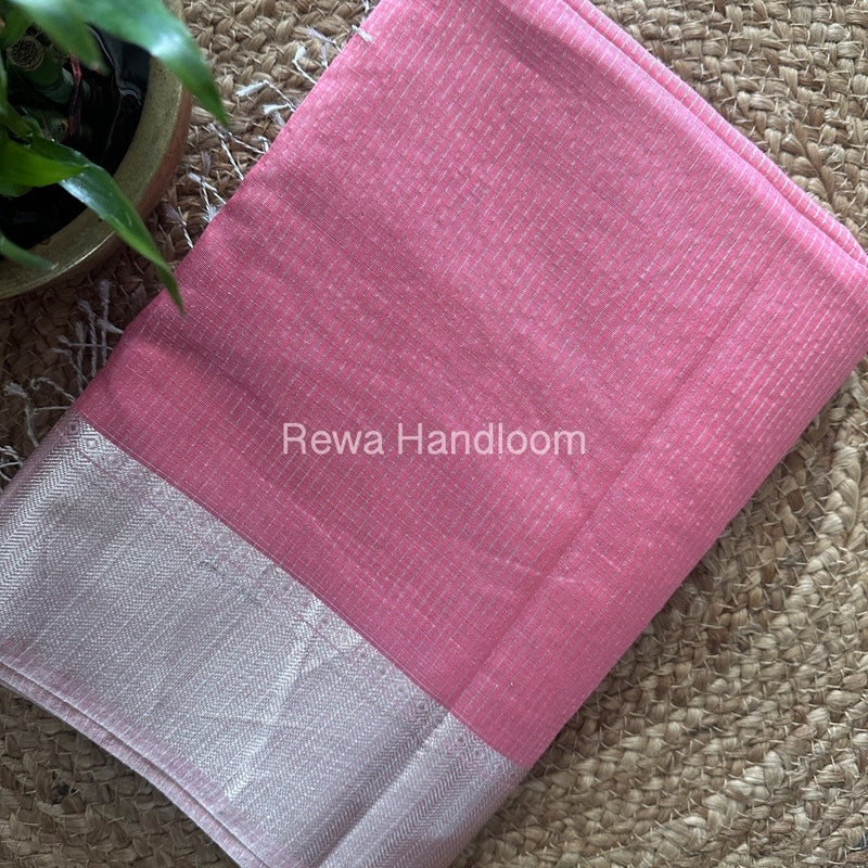 Exclusive Maheswari Pink Silver Tissue Saree STC05