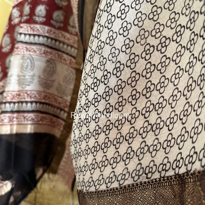 Maheshwari Maroon-White Bagh Print Suit BSP0209