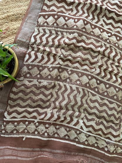 Brown Cotton Linen Saree LS011