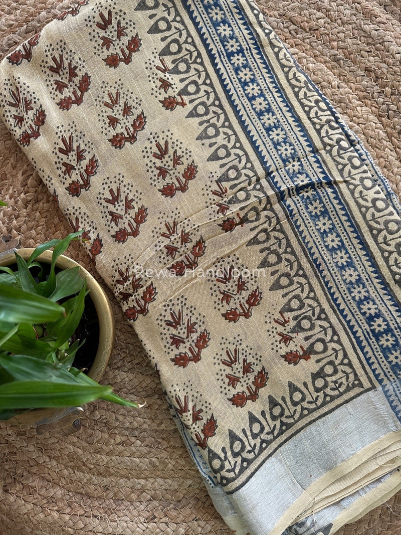 Beige Cotton Linen Saree LS05