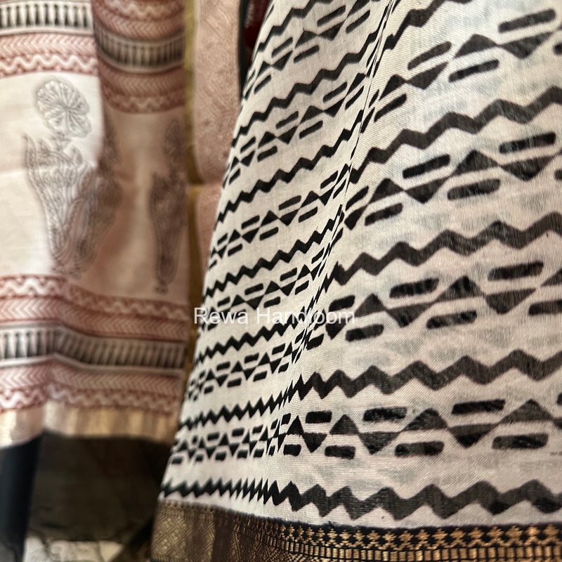 Maheshwari Maroon-White Bagh Print Suit BSP0207