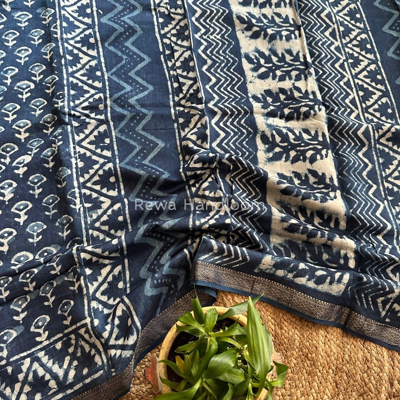  Indigo Cotton Print Saree