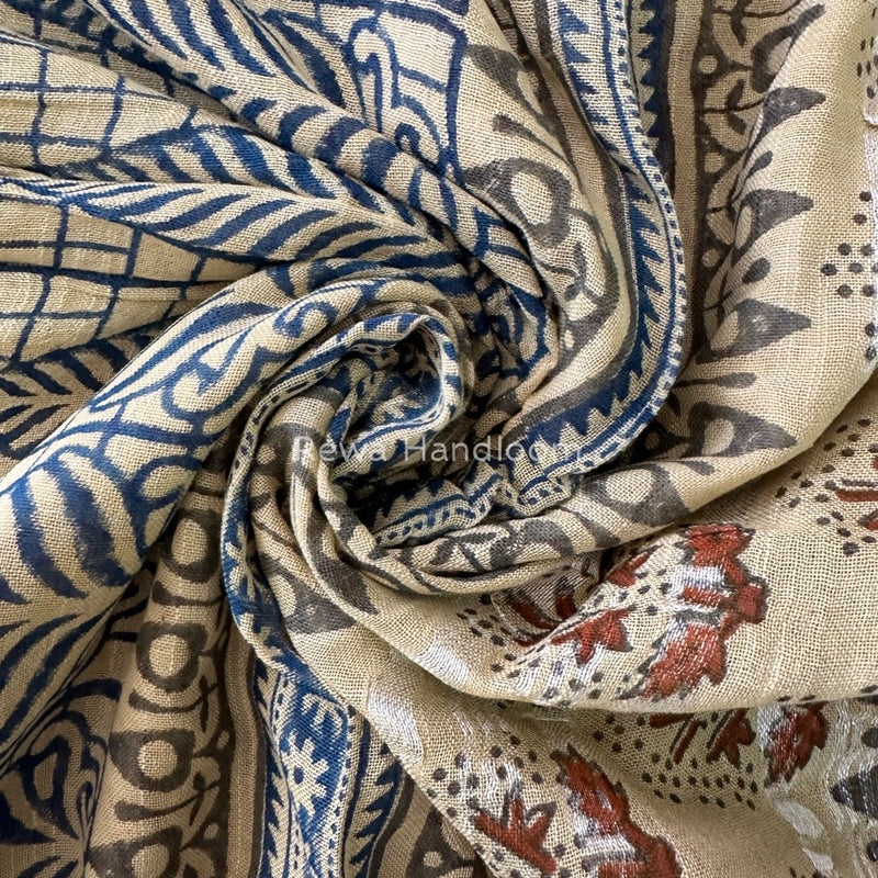 Beige Cotton Linen Saree LS05