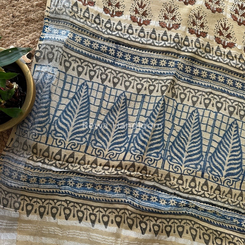 Beige Cotton Linen Saree LS05