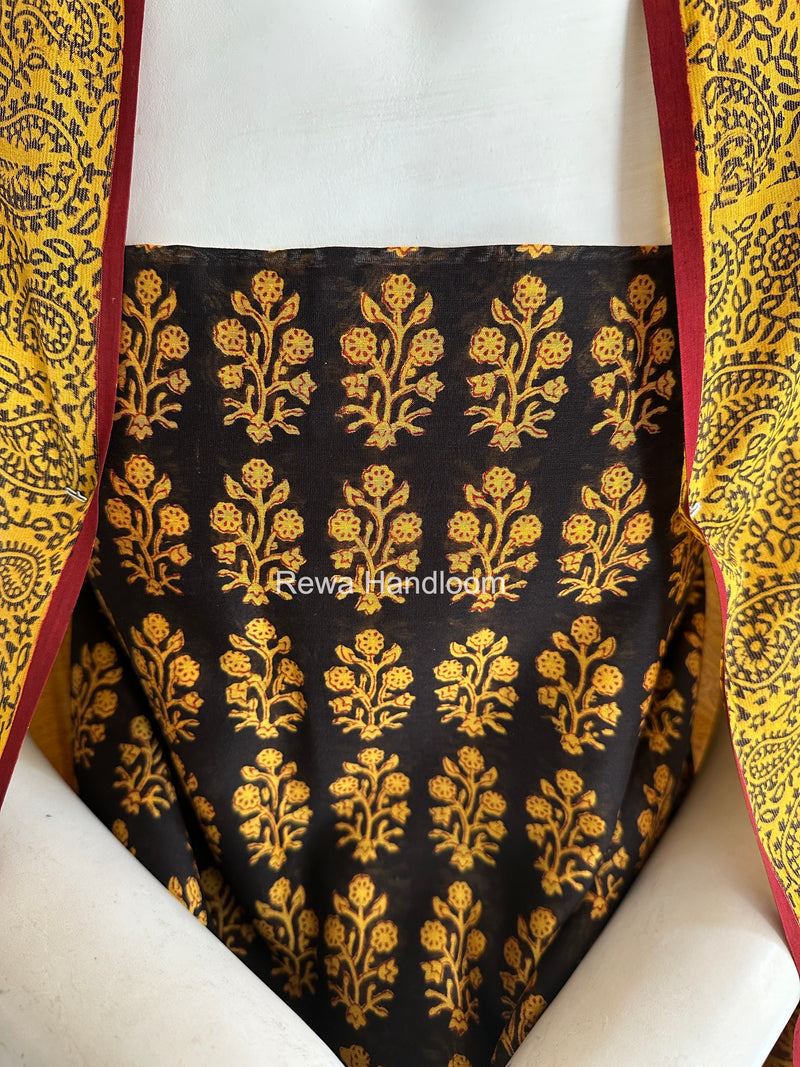 Maheshwari Black-Yellow Bagh Print Suit BSP0210
