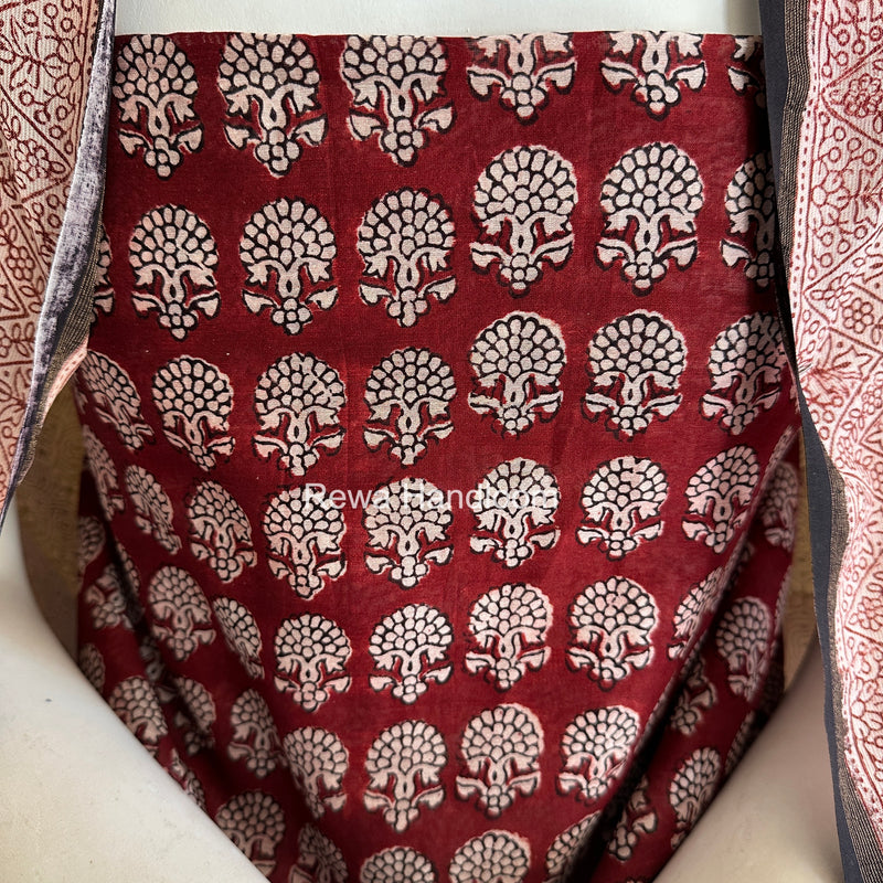 Maheshwari Maroon-White Bagh Print Suit BSP0228