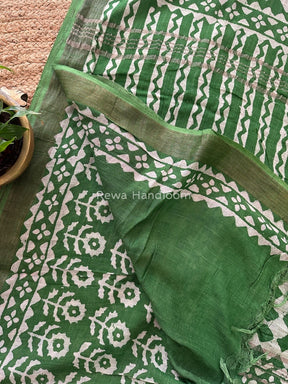 Green Cotton Linen Saree LS016