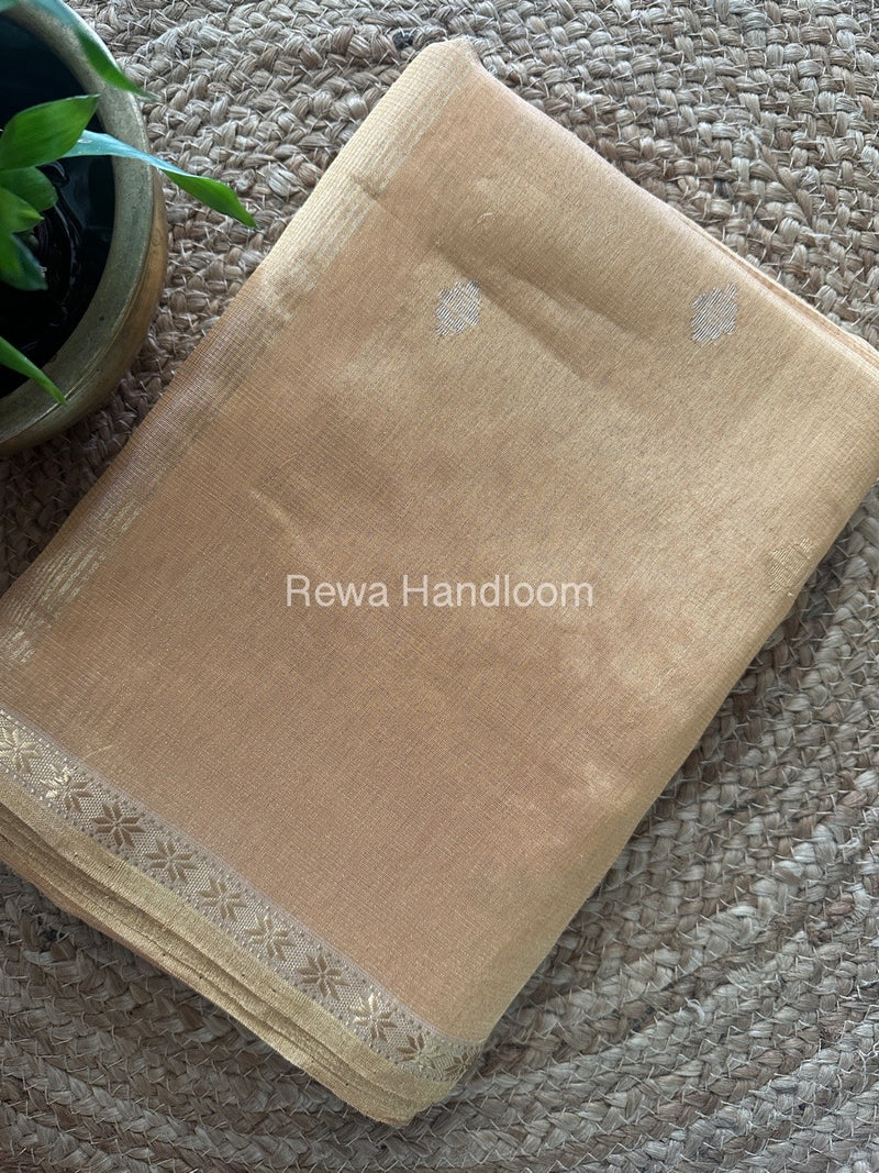 Maheshwari Cream Tissue Silk Saree TSB04