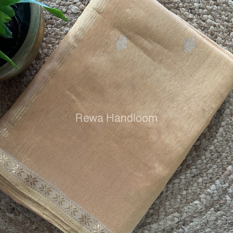 Maheshwari Cream Tissue Silk Saree TSB04