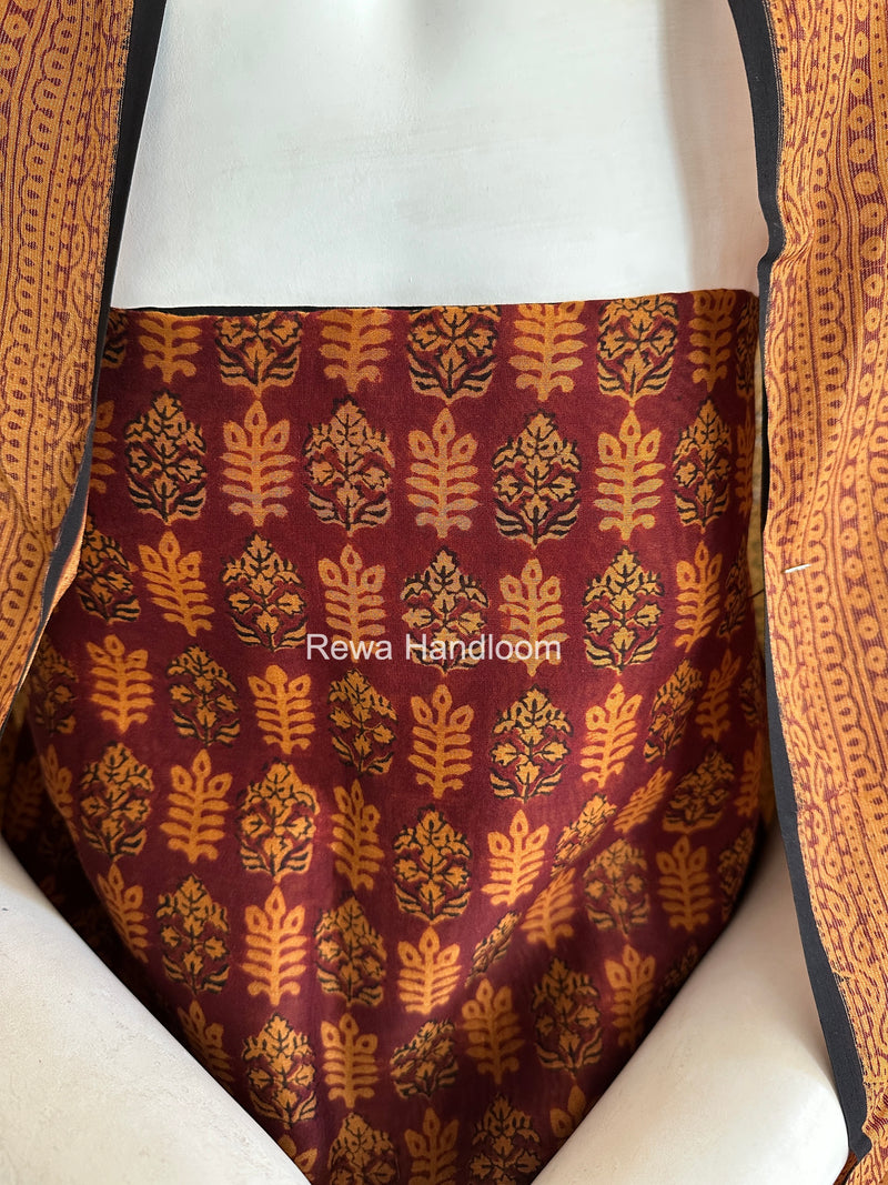 Maheshwari Maroon-Orange Bagh Print Suit BSP0211