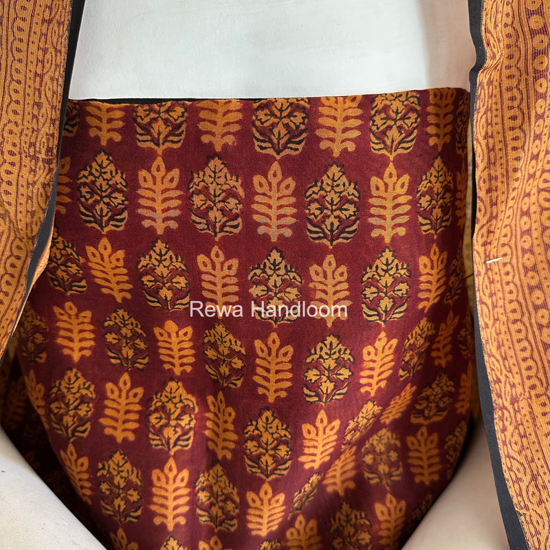 Maheshwari Maroon-Orange Bagh Print Suit BSP0211
