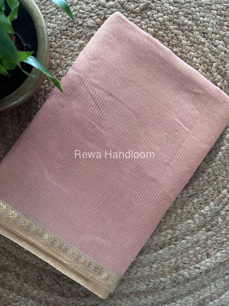 Maheshwari Baby Pink Tissue Silk Saree TSB07