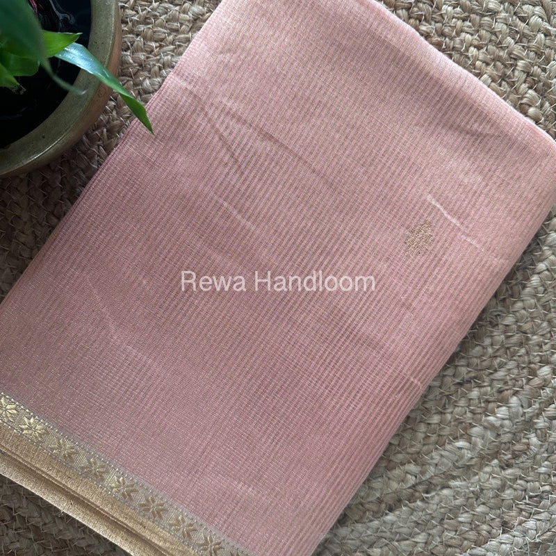 Maheshwari Baby Pink Tissue Silk Saree TSB07