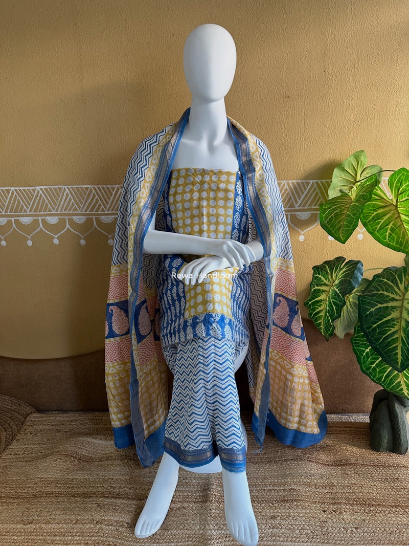 Maheshwari Bagh Indigo Print Suit
