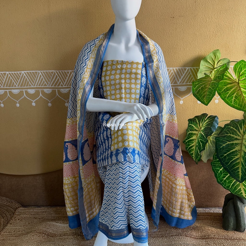 Maheshwari Bagh Indigo Print Suit