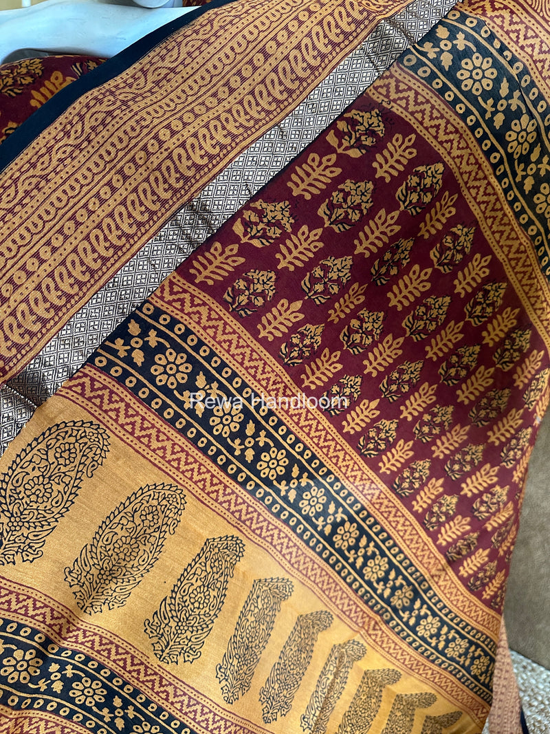 Maheshwari Maroon-Orange Bagh Print Suit BSP0211