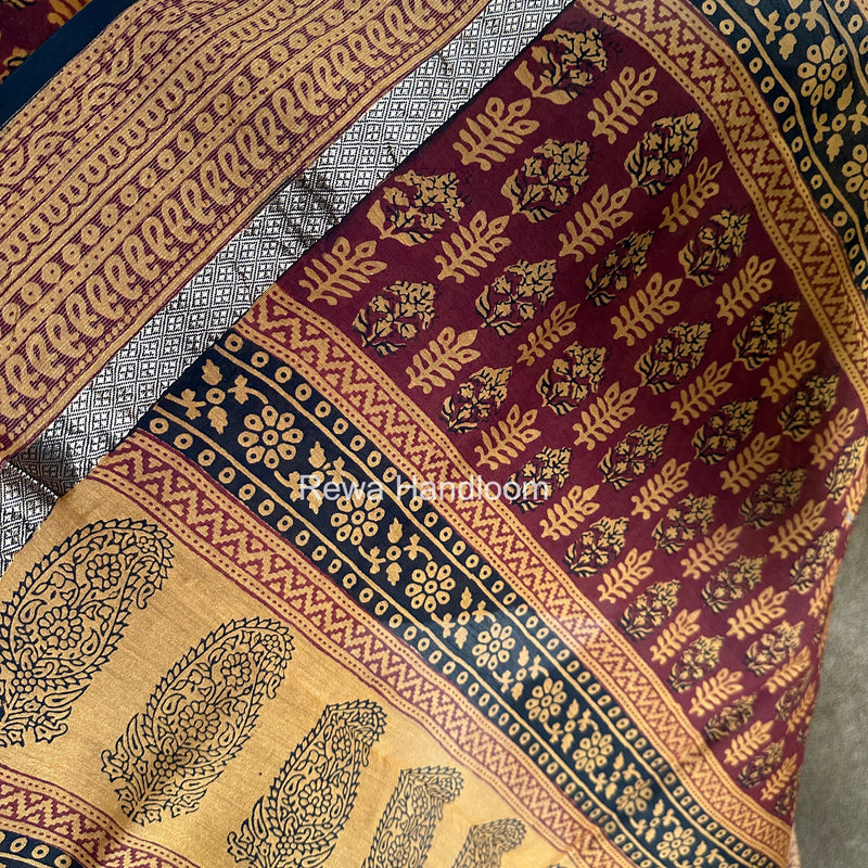 Maheshwari Maroon-Orange Bagh Print Suit BSP0211