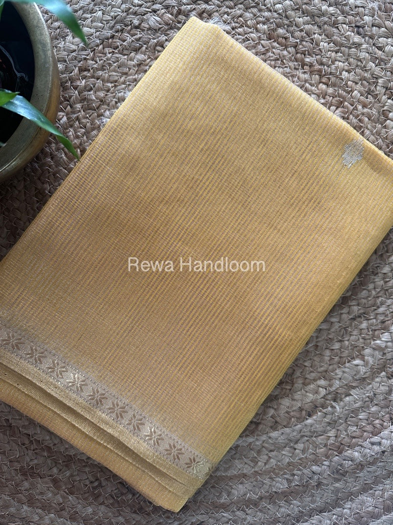 Maheshwari Yellow Tissue Silk Saree TSB08