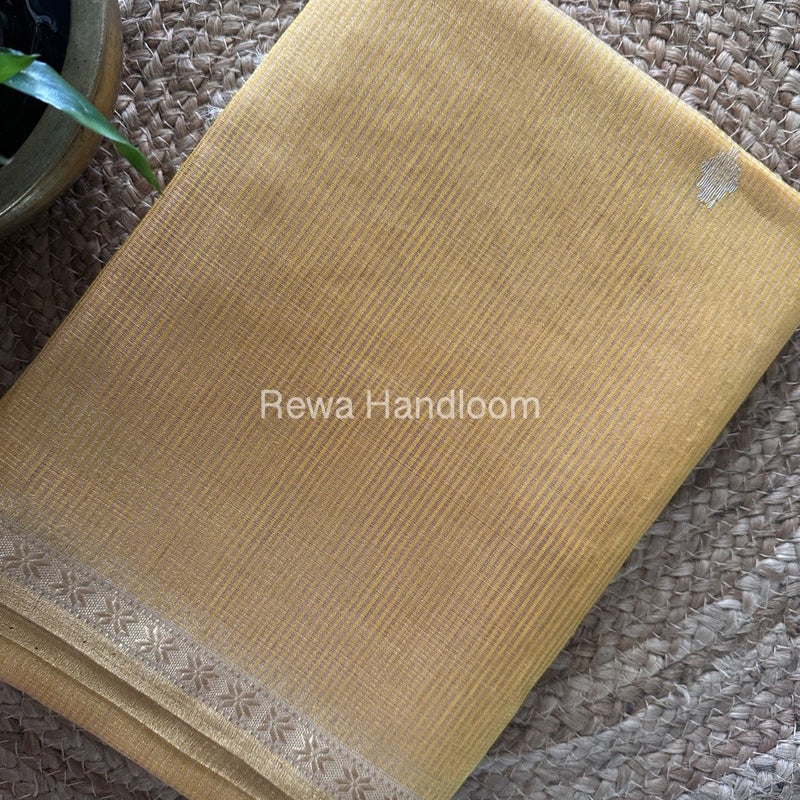 Maheshwari Yellow Tissue Silk Saree TSB08