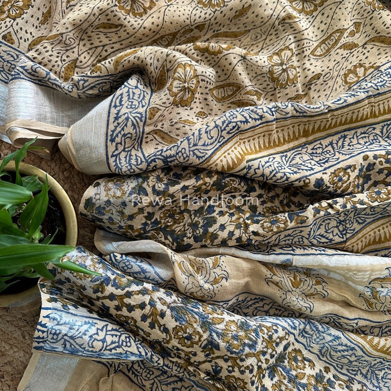 Beige Cotton Linen Saree LS020