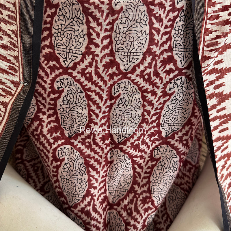 Maheshwari Maroon-White Bagh Print Suit BSP0212